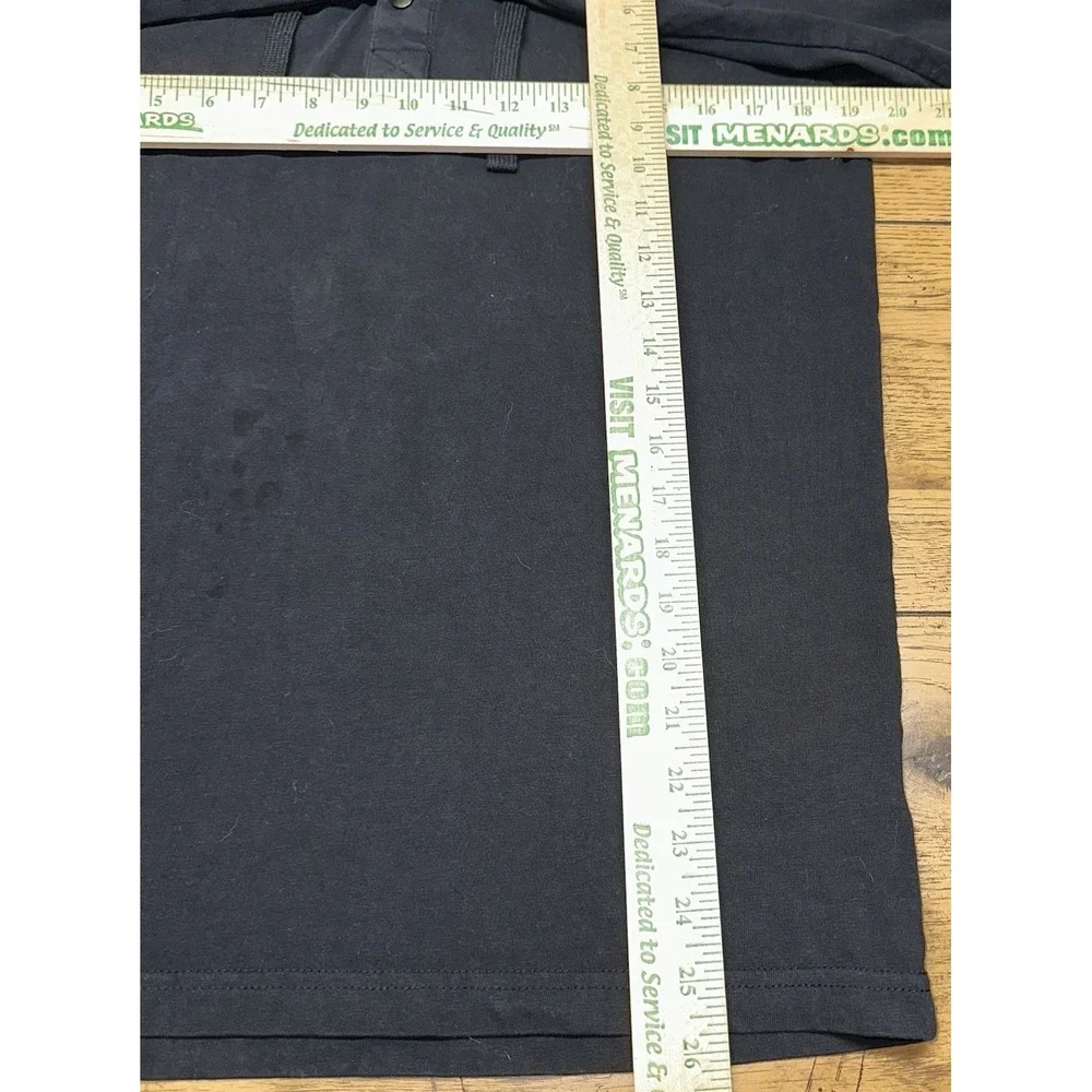 North Face Hoodie Men's M Long Sleeve Black Cotton Hooded Pullover 1/4 Snap FLAW